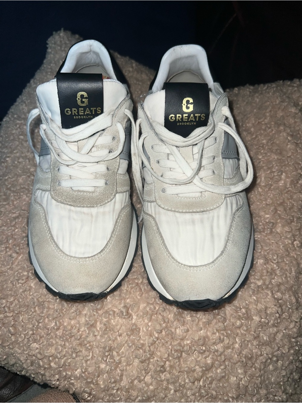 Greats White & Light Gray Low-Top Sneaker with Black Tongue Tab - Picture 2 of 6